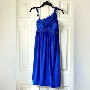 Adriana Papell, Boutique Short Gown, One Shoulder Blue Size 2 A-line Gown